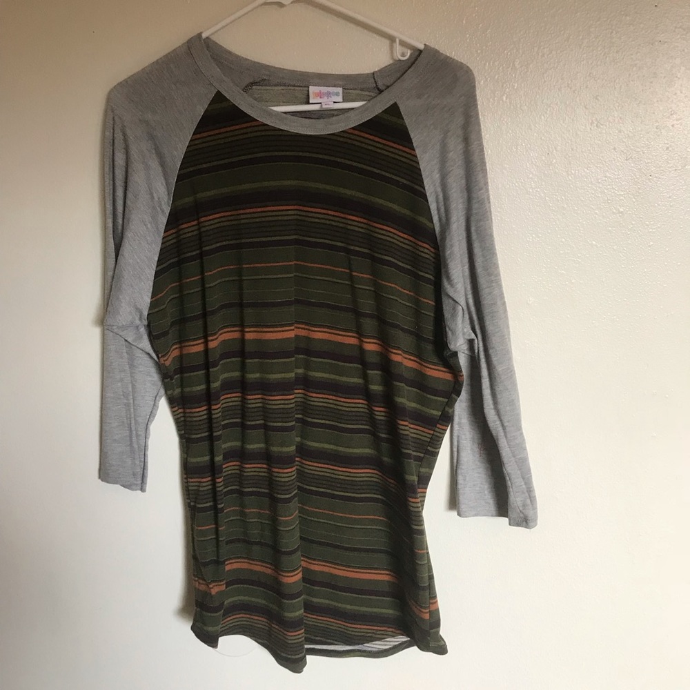 Lularoe striped baseball tee